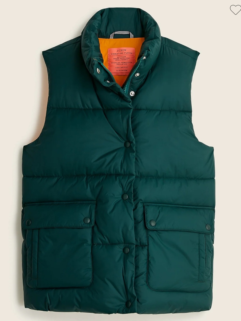 NWT J. Crew Puffer vest with PrimaLoft® in Size Small